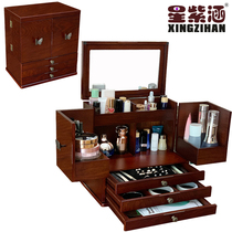 Cosmetics containing box Desktop Wooden Skin Care Products Lipstick Red Dresser Mesh Red Dressers JEWELLERY BOXES ANTI-DUST COSMETIC MIRROR