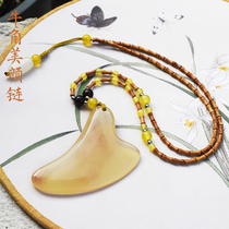 Horn Pendant Necklace sweater chain with olive Core Bamboo chain scraping beauty film ethnic chain