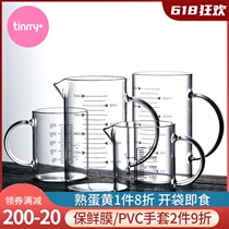 Exhibition art thickened glass volume cup anti-fracking high temperature resistant with scales with handle water glass Home Tinrry home