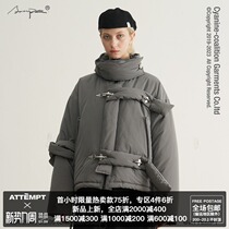  ATTEMPT AW19 metal material aircraft buckle self-interspersed with cotton strips stand-up collar cotton clothing