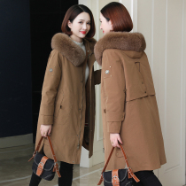zqqz Parker clothing womens long 2020 new winter fox fur collar coat Rex Rabbit Fur Coat 508