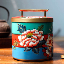 New Chinese ceramic storage box multi-layer living room dried fruit candy box dressing table jewelry box ornaments box decorative ornaments