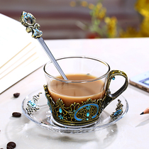 Enamel coffee cup set high-end European small luxury English afternoon tea cup court tea set elegant with saucer spoon