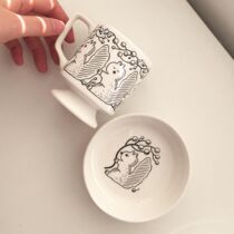 Endless stars Korean small crowns with squirrel illustrations The retro Gaufoot Macs Cup Coffee Cup Saucer Suit