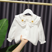 2021 Spring Autumn Loaded Ocean Qi Woman Baby Girl White Long Sleeve Baby Doll Collar Shirt Summer Thin Lining Clothes