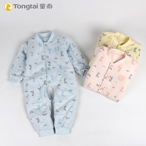 Tongtai one-piece clothespin cotton thickened crotch romper 3-18 months male and female babies Baby autumn and winter thin cotton one-piece