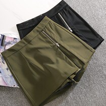 Autumn and winter half body dress woman fashion PU leather short dress 2021 new A character shorts skirt with slim black high waist short skirt tide