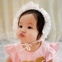 Korean newborn baby hat summer female baby Court lace lace cool hat 0-3-6-12 months sun hat