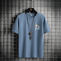 Cotton short sleeve T-shirt mens summer tide fashion ins loose five-point half-sleeve shirt Joker summer clothes