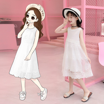 Girls dress 2021 new summer dress children fashion gauze dress foreign style hipster sleeveless white princess dress