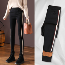 Black plus velvet leggings women wear 2020 autumn and winter New High waist slim Joker elastic tight pants