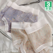 Japanese girl underwear female summer thin sexy mesh hollow lace waist bag hip triangle shorts sweet and cute