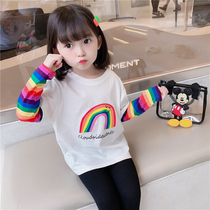 Girls long sleeve T-shirt spring and autumn 2021 new childrens foreign style coat cotton white 3 baby Autumn base shirt