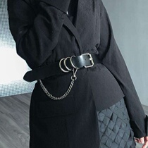 Human triple personality concave shape belt female new puleather pin buckle chain buckle decoration handsome waist chain