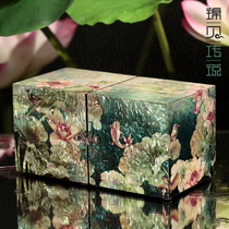 Jinbei legend Luodan lacquerware Wedding gift jewelry box Wooden Chinese style earrings necklace jewelry storage box