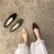 ITSK single shoe woman retro square head bottom butterfly knot late evening wind red with dresses shallow mouth soft bottom grandma shoes