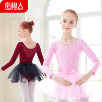 Childrens dance clothes girls practice clothes autumn and winter girls long sleeve ballet skirt black dance clothes Chinese dance clothes