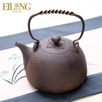 Taiwan native old rock mud kettle handmade pottery pot large capacity kettle copper lifting beam five elements raw ore boiling teapot