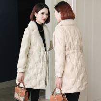 zqqz new whole mink mink fur collar fur goose down jacket women long temperament big brand thin coat 1730