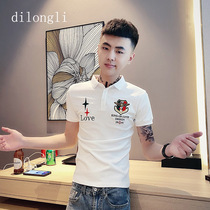 2020 Summer new short sleeve T-shirt Mens Society boy Tide brand trend Korean version of personality wild embroidery polo shirt