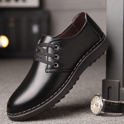 男士加绒加厚加英伦休闲皮鞋系带低帮鞋
