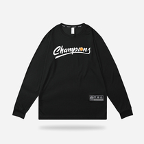 Long Sleeve T-Shirt Blouse Letter Printed Round Collar Throw Basket Suit Mesh Fitness Sports Suit Basketball Training Conserved Speed Dry Man