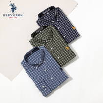 U S POLO ASSN autumn mens shirt Plaid single-sided abrasive shirt casual loose business mens clothing