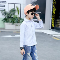 Childrens long-sleeved cotton shirt spring and Autumn casual childrens clothing middle and large boys  shirts 2021 new striped top tide