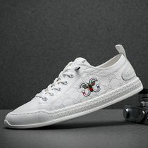 Summer Little White Shoes Men Trends 100 Hitch Casual Shoes Mens Soft Bottom Breathable Fashion Embroidery Little Bee Shoes Mens Board Shoes