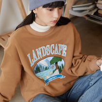 omont egg tarts original retro printed embroidery plus velvety coat of clothing female autumn winter thickened loose with lazy wind blouses