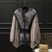 Imported whole mink mink fur fur straw jacket female mink fur fur fox fur collar minke leather cloak dresses