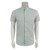 Special 360-FM mens plaid short-sleeved shirt back collar letter logo logo cotton Tunisia