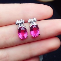 Light Extravagant Atmosphere Lost to Hyper-Flash Lotus Pollen Pink Corundum Powder Drill Ear Nail S925 Pure Silver Anti-Allergenic Butterfly Earrings