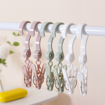 Bathroom Towel Clips Clotheshorse Multifunction Sunning Clip Socks Clothing Windproof Hooks With Rope Clip Clotheson Clip