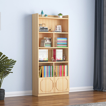 Solid wood bookcase pine bookshelf floor-to-ceiling home simple modern childrens wall storage rack multi-layer locker