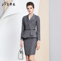 Wagi Lane Suit Dress Womens Fashion Commuting Gray Professional Wear Womens Suit Overalls Long Sleeve Formwork