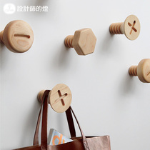 Designer Lamp Japanese Style Solid wood Wall Decoration Wall decoration Coat rack Creative Gift Wall hanging Walnut screw hook