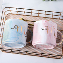 Nordic ins Phnom Penh ceramic custom letter marble mug with lid Couple water cup Female 0 birthday gift