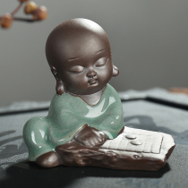 Gothic piano chess calligraphy and painting Maitreya Buddha statue little monk purple sand small Tulai tea set open Film tea pet more meat ornaments