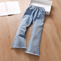 Girls jeans Summer clothes Childrens pants 2022 new CUHK Scout slim fit girl wide leg horn long pants