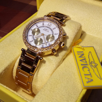 invicta Invikta Sapphire Gold Three Eyes Timing Diamond Large Dial Quartz Women Watch