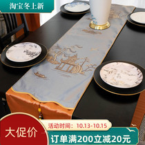 New Chinese table flag light luxury high-end bed flag orange Zen cover bed tail towel TV cabinet cover model room tablecloth