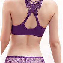 French front buckle underwear set gathered fun hot lace big chest sexy bra show no rim bra thin section