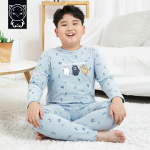  Fat boy underwear set Autumn new fat childrens pajama set cotton 9-11 fat boy autumn clothes autumn pants plus fat