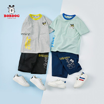 Babu Bean Boy Short Sleeve Suit 2022 Summer New Tide CUHK Boy Cartoon Cartoon Cartoon Two Sets of Oceanic Qi Tong