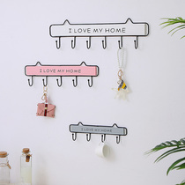 Nordic creative key adhesive hook Kitchen home wrought iron storage rack Xuan closed shop decoration coat hook Wood