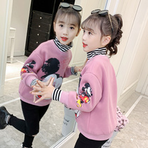 Girls plus jacket 2021 new girl wear high - collar and thicken net red children in autumn and winter to beat the coat