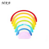  7Pcs Lot Colorful Wood Rainbow Building Blocks Toys Wooden B