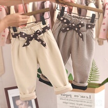 Childrens clothes girl pants 2022 autumn and winter girl trousers plus cotton thicker girl casual loose pants