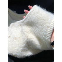 Honey color xuan warm soft waxy raccoon velvet vest knitted vest mohair sweater womens autumn and winter net red hot style